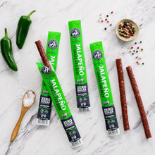Load image into Gallery viewer, Jalapeno Beef Jerky Sticks - Grass Fed Protein Snack, Gluten-Free - Bulk of 36
