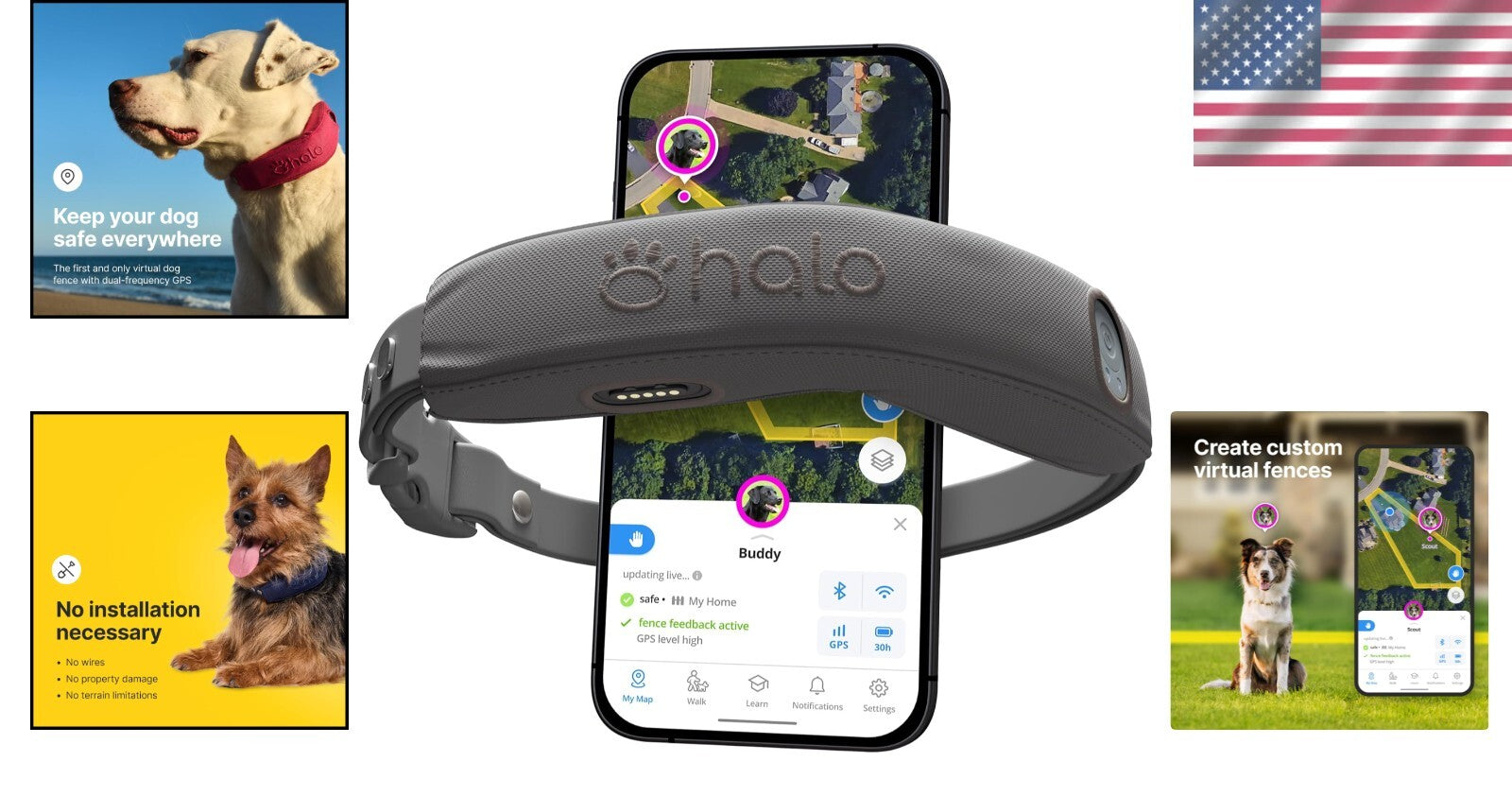 Customizable GPS Dog Training Collar with Wireless Fence - Subscription Included