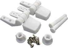 Load image into Gallery viewer, Durable White Plastic Toilet Seat Hinge Set with Rustproof Bolts - 6-Piece