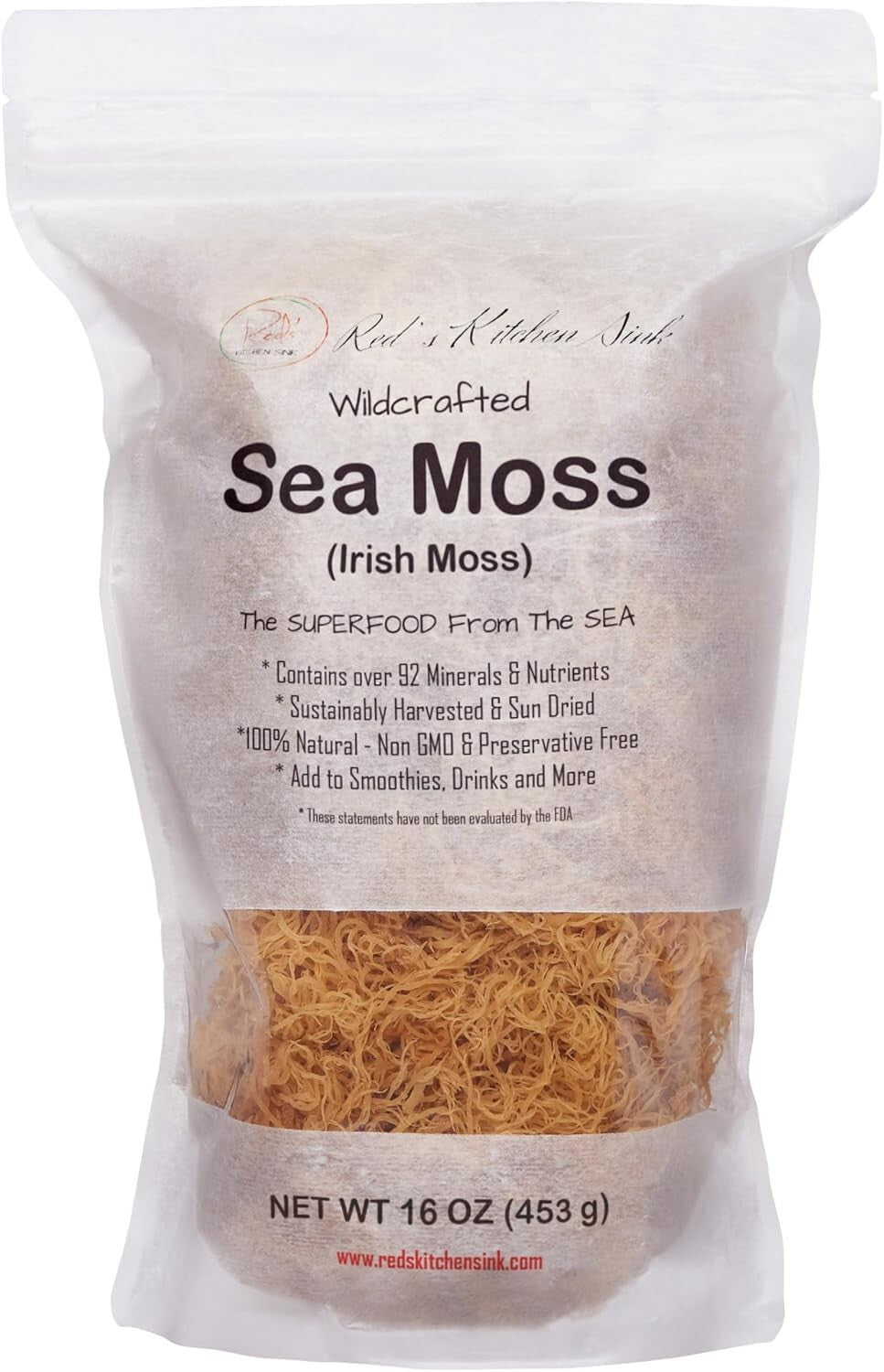 100% Natural Irish Sea Moss - Unflavored, 1 Pound for Immune & Digestive Support