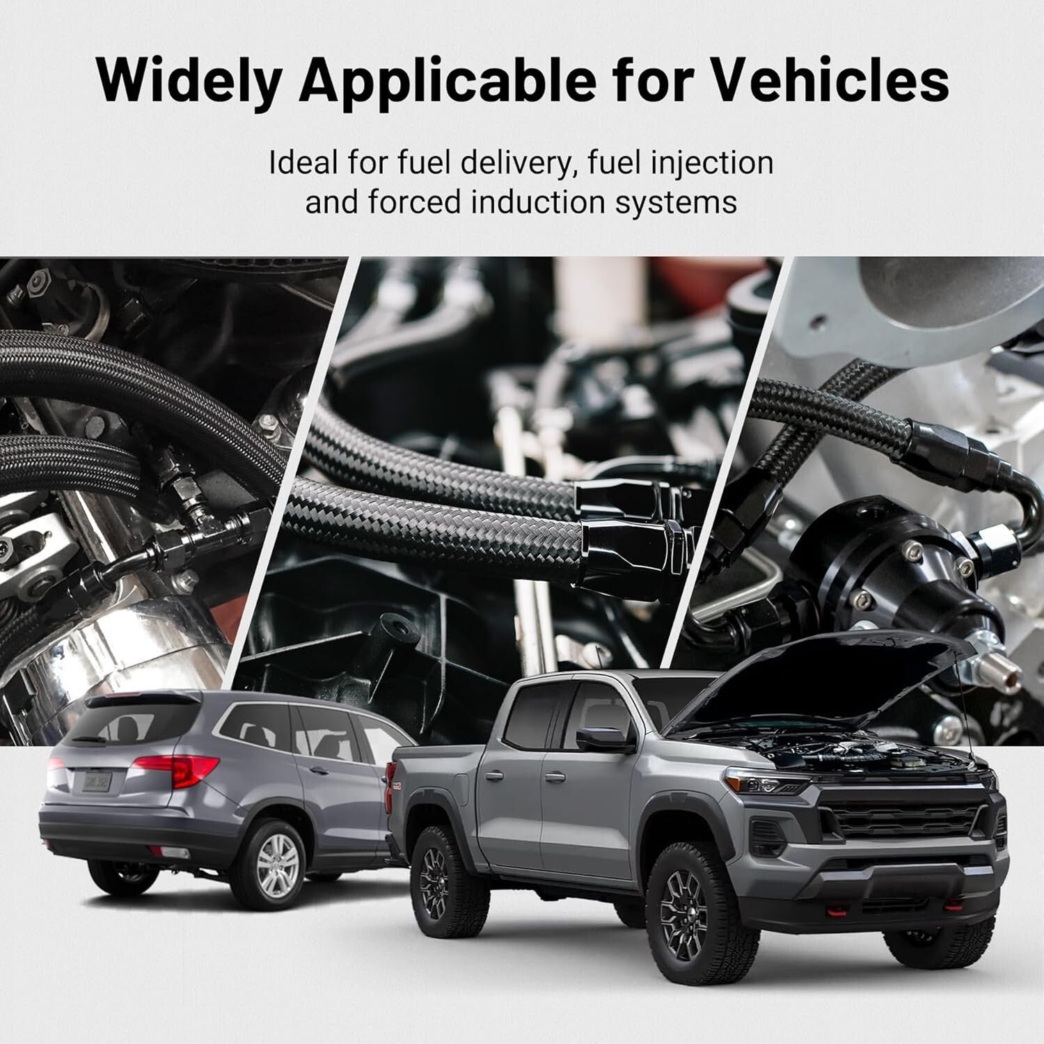 20FT 8AN PTFE Fuel Line - Black Nylon Braided Hose for Automotive Use