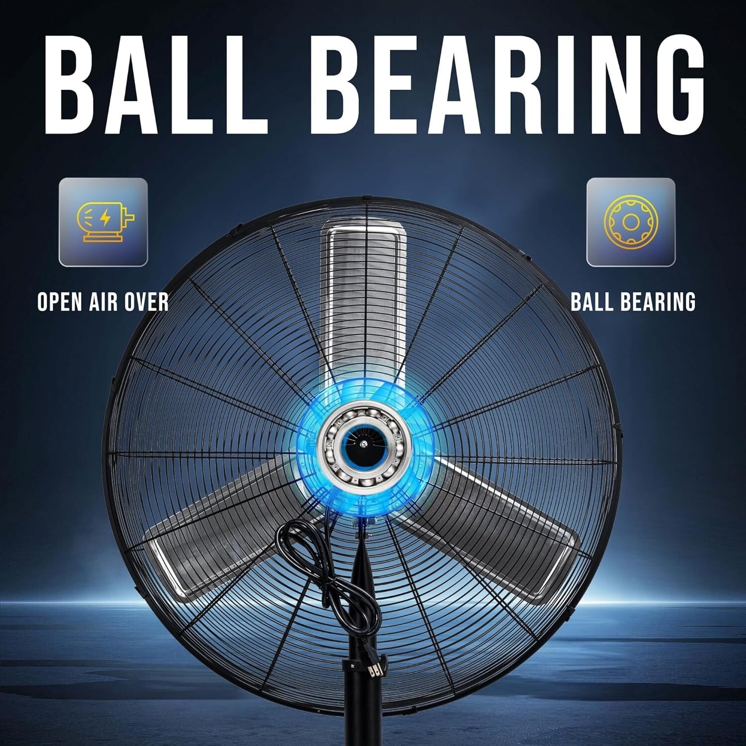 Durable Non-Oscillating Metal Fan - 30'' Height for Commercial Use, Low Noise