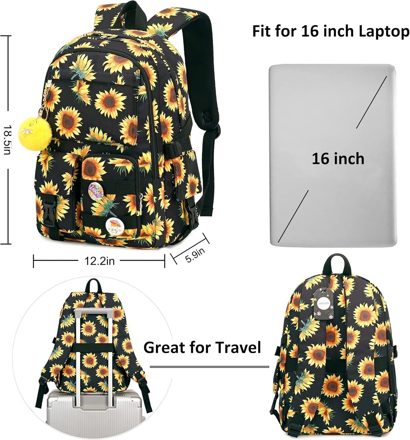 Cute 3-Piece 15.6 Inch Laptop Backpack Set for Teens - Stylish & Functional