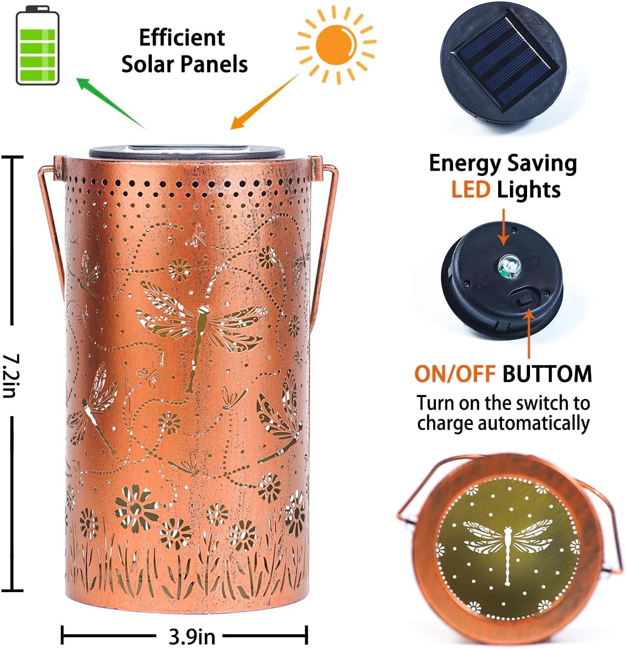 Dragonfly Solar Hanging Lantern – Waterproof LED Beauty for Garden Decor