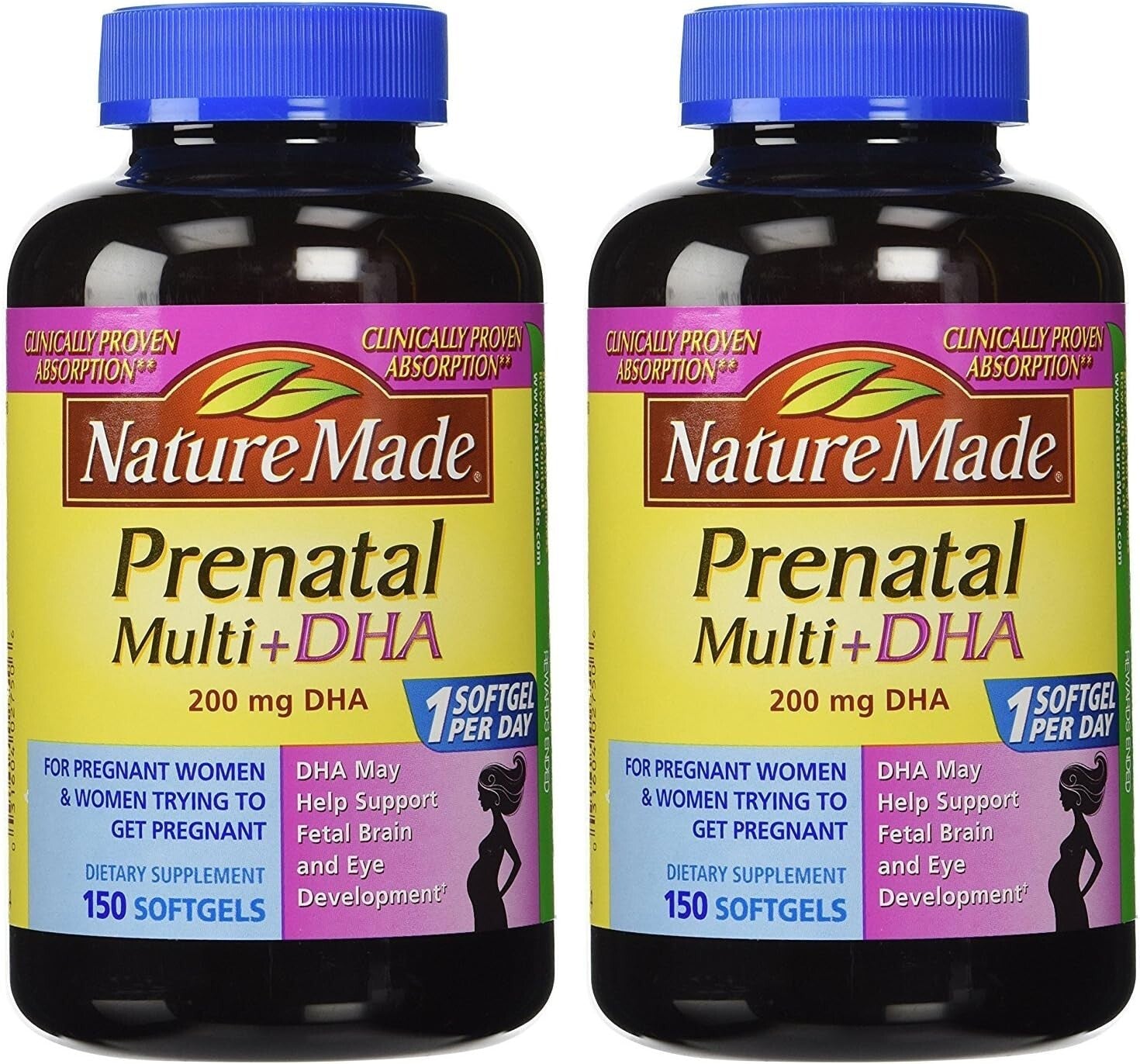 Essential Prenatal Vitamins with DHA 200mg, 150 Softgels, Unflavored 2-Pack