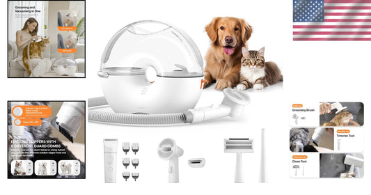 Quiet 5-in-1 Pet Grooming Vacuum with 3L Dustbin - Perfect for All Hair Types