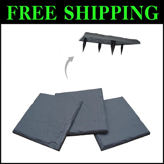 Square 15.5" Decorative Walkway Stones with Durable Ground Stakes - Slate Grey