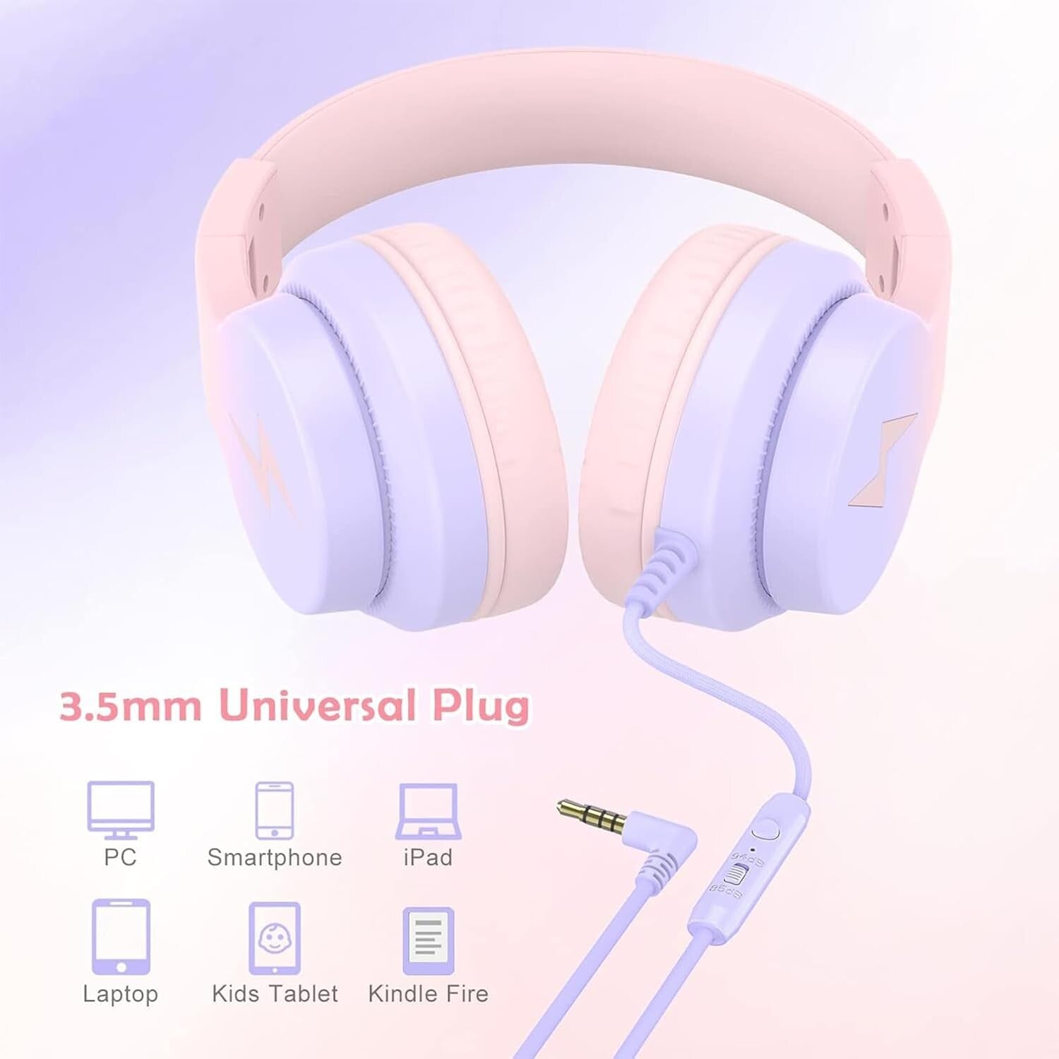 Child-Friendly Foldable Headphones with Mic - Adjustable Over-Ear Kids' Audio