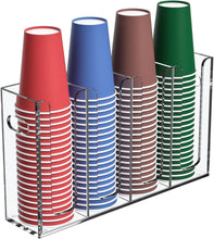 Load image into Gallery viewer, Acrylic Cup Holder with Handles for Countertop or Wall Mount - 4 Compartments