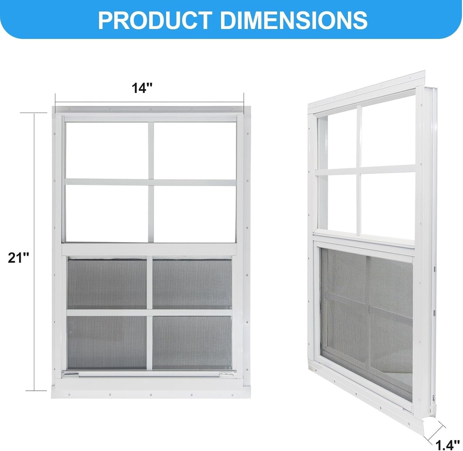 Durable 14x21 Shed Windows with Tempered Glass - 2 Pack for Sheds & Garages