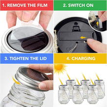Load image into Gallery viewer, 30 LED Solar Mason Jar Lights - Waterproof Hanging Lanterns for Outdoor Decor
