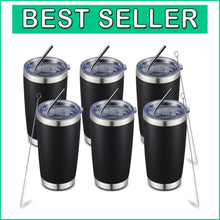 Load image into Gallery viewer, 6 Pack 20oz Double Wall Insulated Stainless Steel Travel Tumblers for Hot &amp; Cold