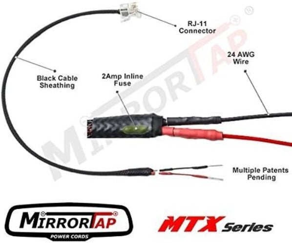 MirrorTap High-Quality Radar Detector Power Cord with 2 Amp Fuse - Made in USA