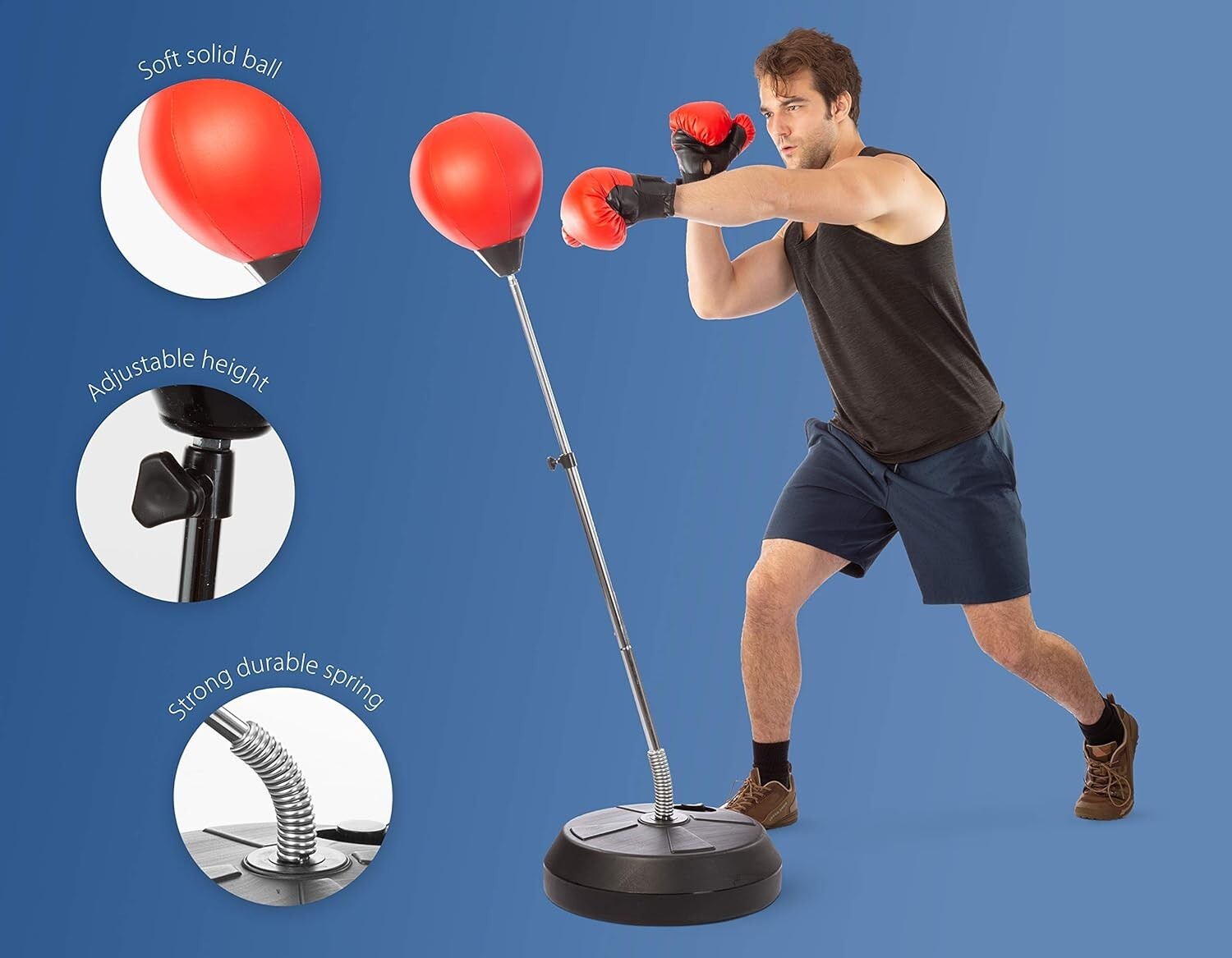 Durable Boxing Bag with Stand - Height Adjustable & Perfect for Teens & Adults