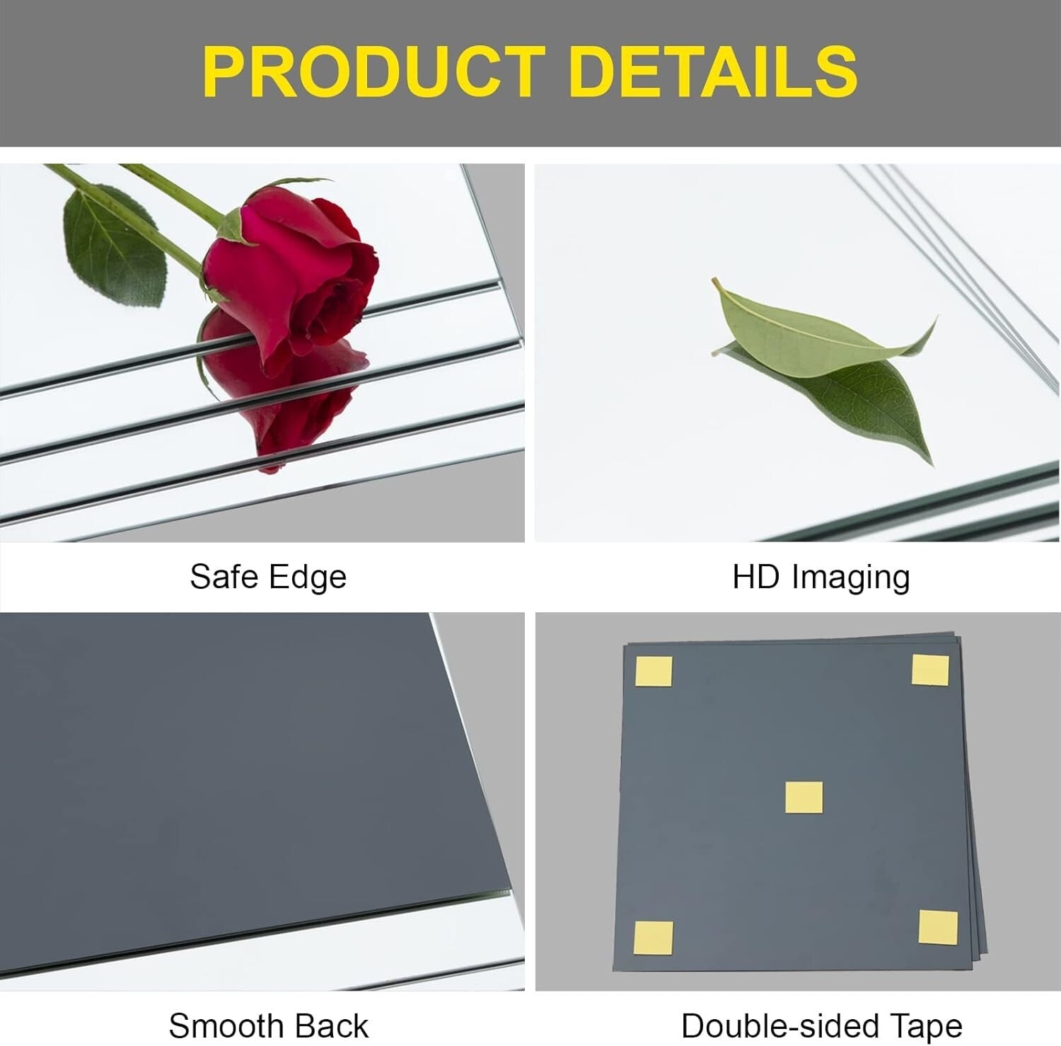 Premium Square Frameless Mirrors – 16 Pack 12"x12" for Gym, Bedroom & More