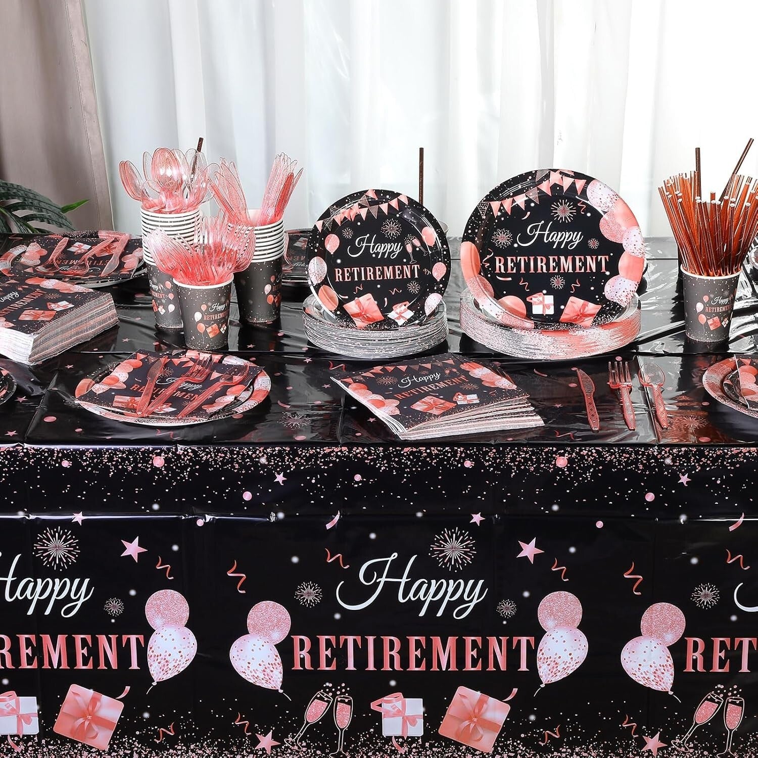 Sophisticated 452-Piece Rose Gold Party Supplies: Celebrate Retirement in Style