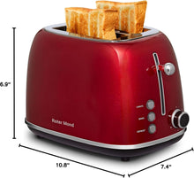 Load image into Gallery viewer, Compact Retro 2 Slice Toaster with Multiple Toasting Modes and Easy Clean Design