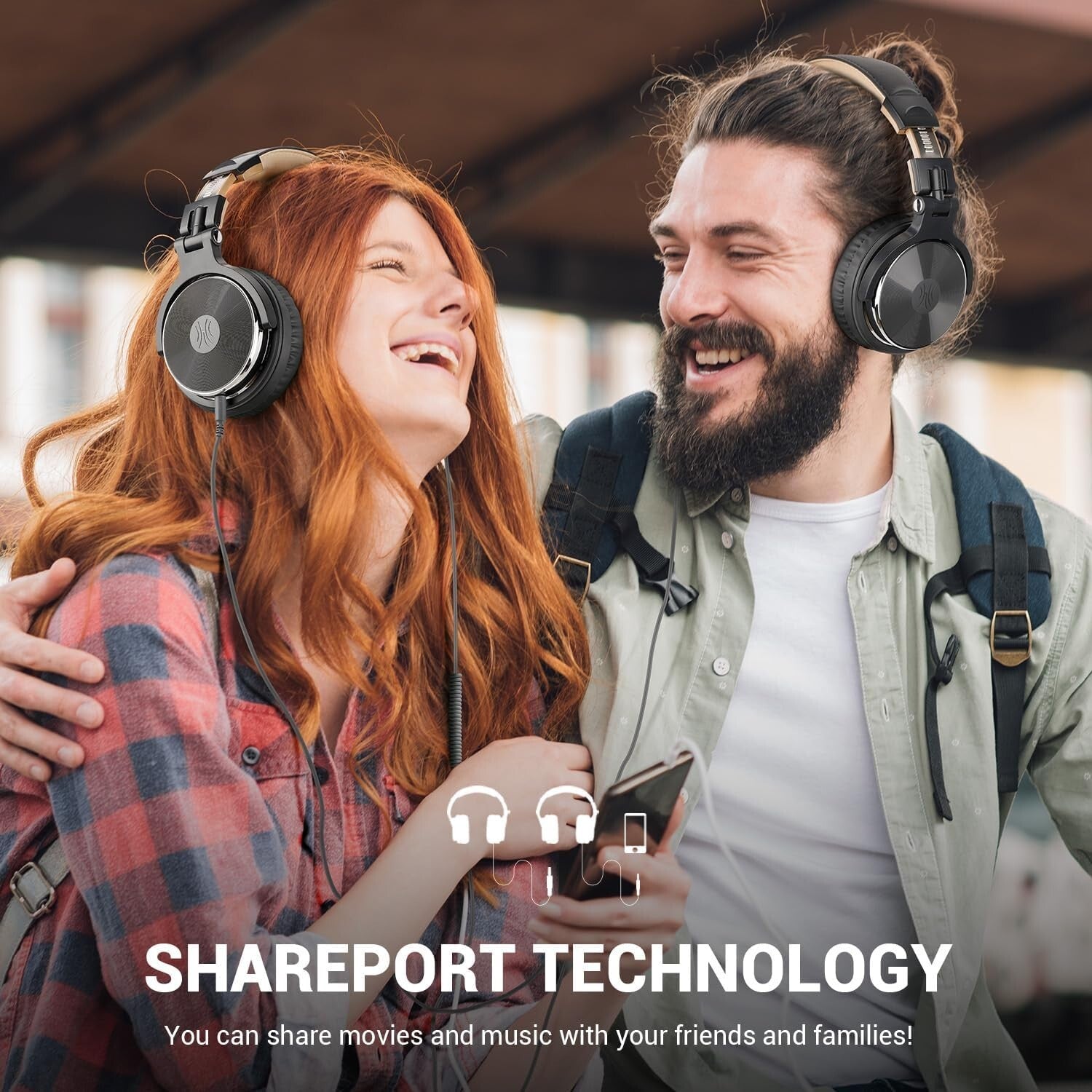 High-Sensitivity Studio Headphones with Adjustable Headband & Carrying Case