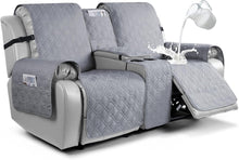 Load image into Gallery viewer, Slip-Resistant Two-Seater Recliner Cover with Console &amp; Side Pockets - Easy Care