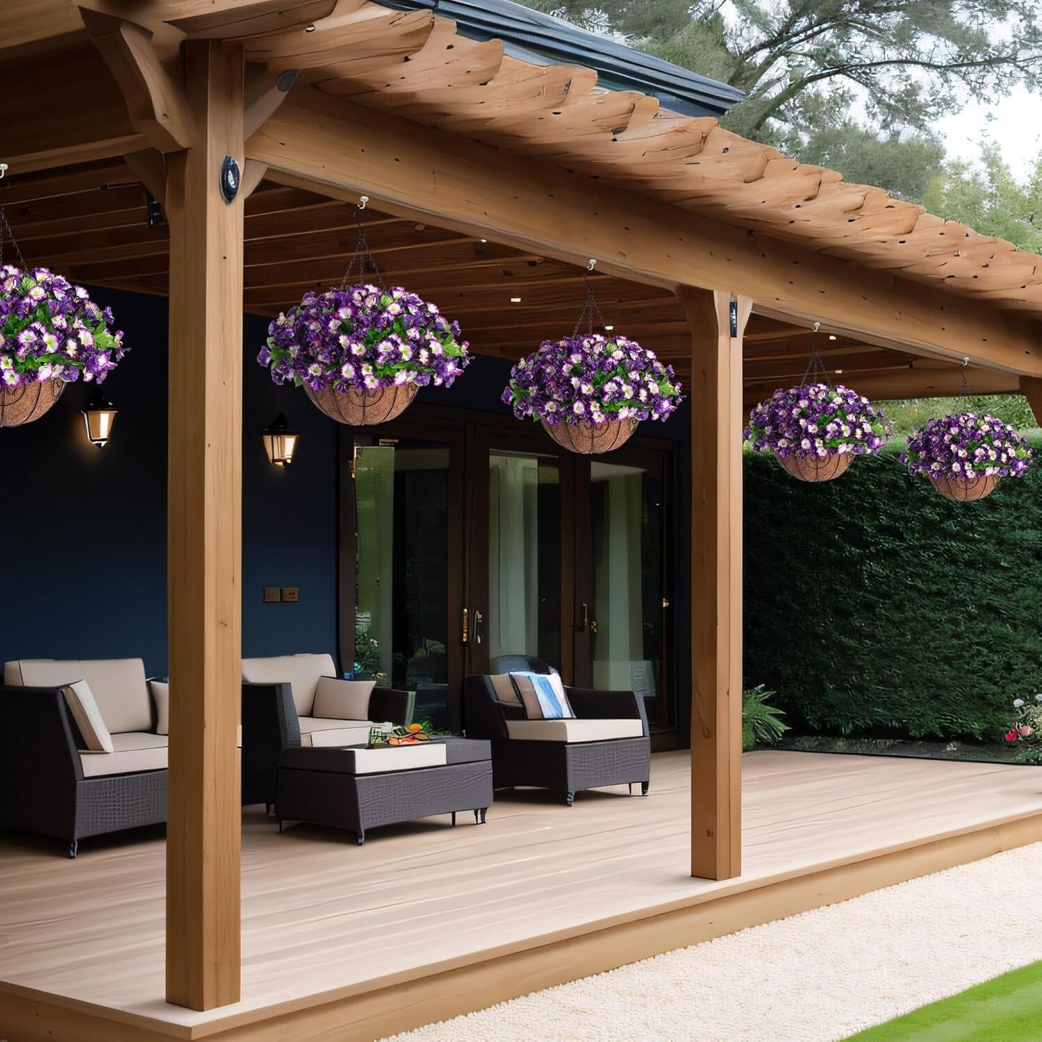 DIY 12-Inch Hanging Flower Arrangement with Lifelike Petunias & Morning Glories