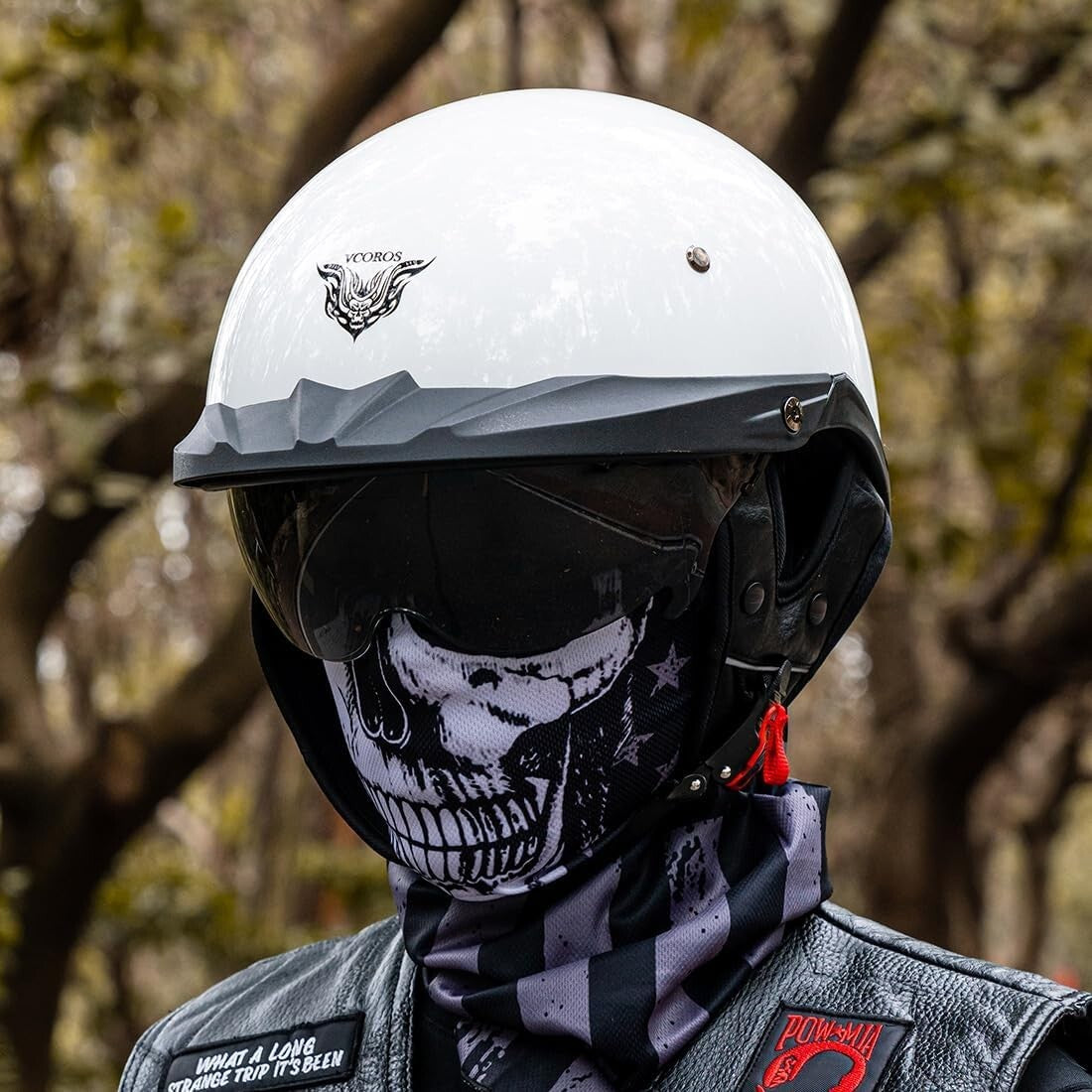 DOT Approved Retro Open Face Motorcycle Half Helmet with Quick Release Buckle