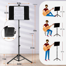 Load image into Gallery viewer, Black Alloy Steel Music Stand with Tiltable Tray - Perfect for Musicians