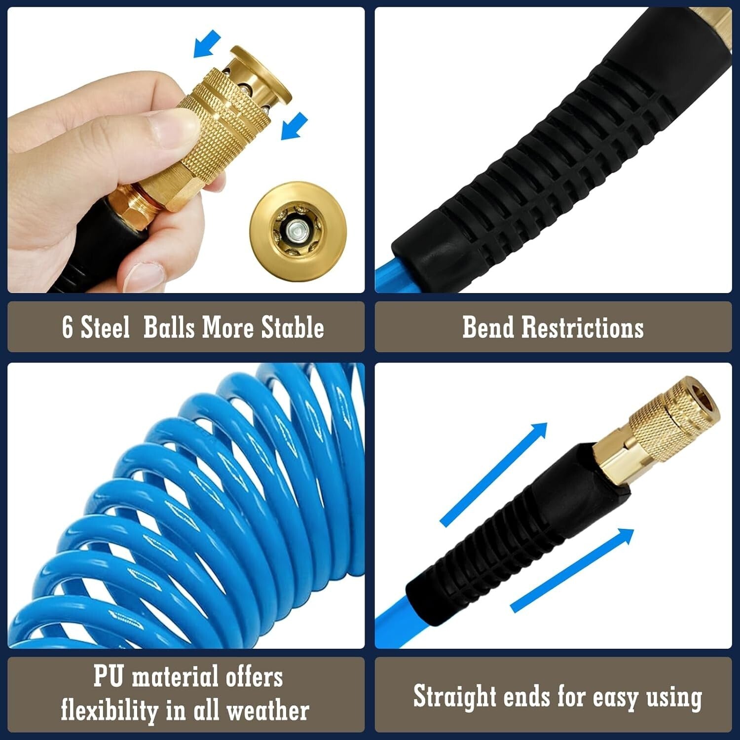 Versatile 25 ft Polyurethane Air Compressor Hose - Quick Connect & High Pressure