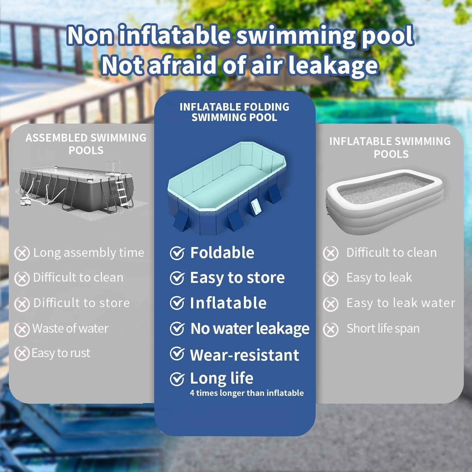 All-In-One Rectangular Family Pool with Cover and Maintenance Kit - 113" x 66"