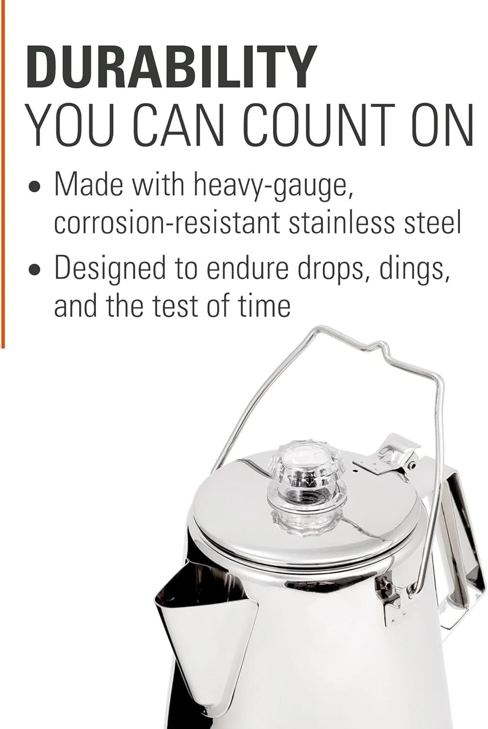 Ergonomic Glacier Stainless Steel Coffee Percolator - 36 Cups for Any Adventure