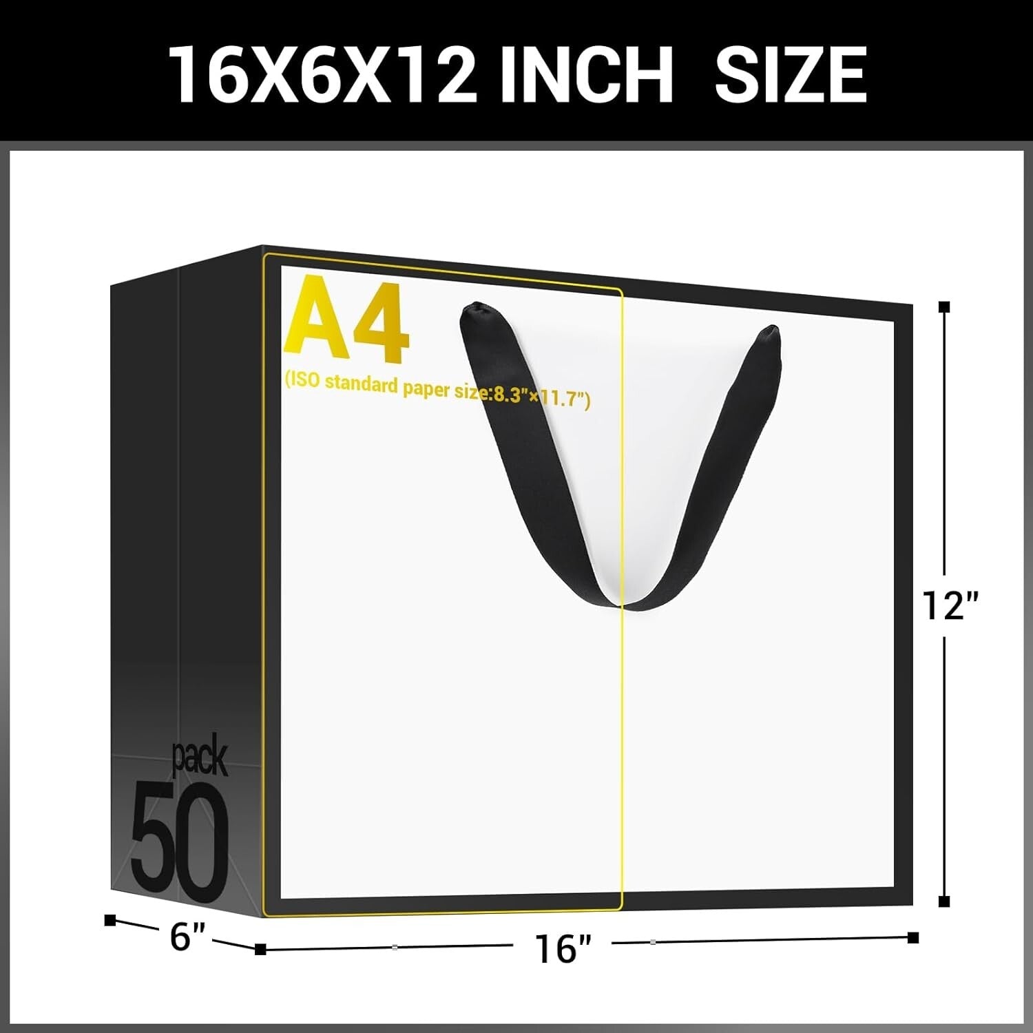 Elegant Black/White Gift Wrap Bags - 50 Count, Perfect for Parties and Retail
