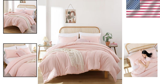 Elegant Blush Queen Comforter Set - 3pc Boho Soft Bedding for All Seasons