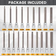 Load image into Gallery viewer, 20PC Extra Long Allen Hex Socket Set - Chrome Vanadium Steel with Case
