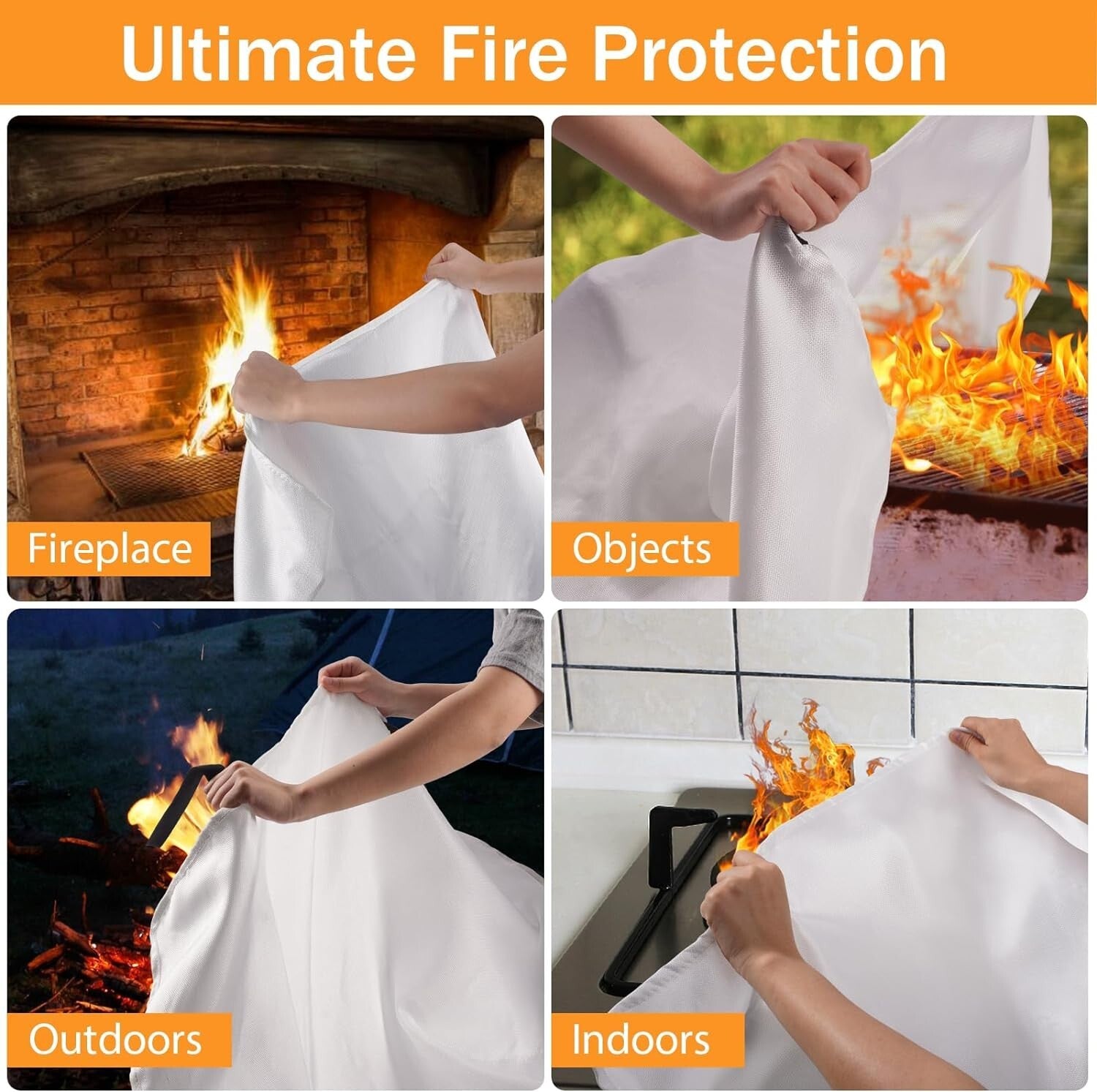 Emergency Fire Blanket 6-Pack - 39" Fiberglass Fire Suppression for Home Safety
