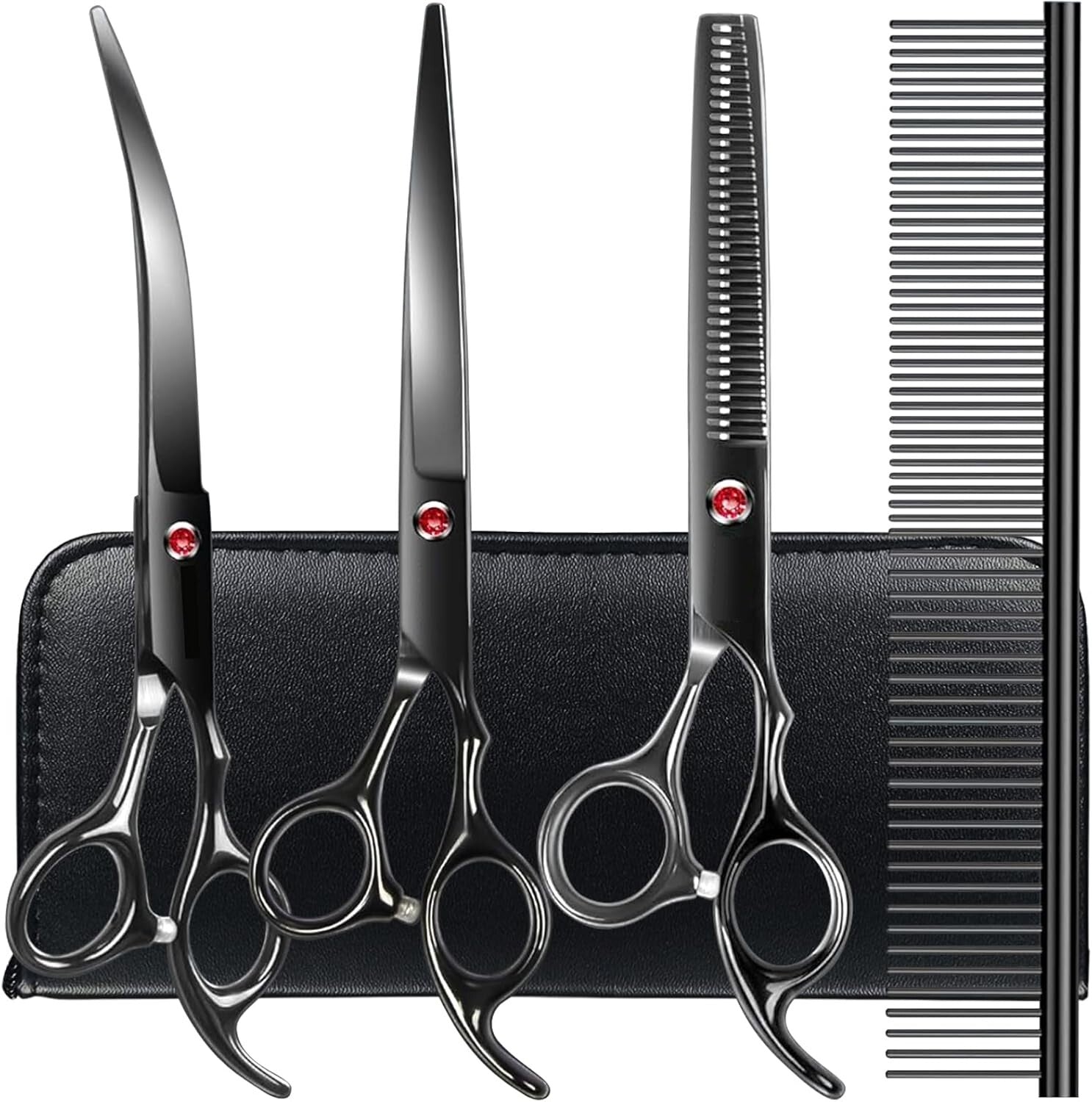 Ergonomic 5-Piece Dog Scissors Kit – Ideal for Home and Professional Grooming