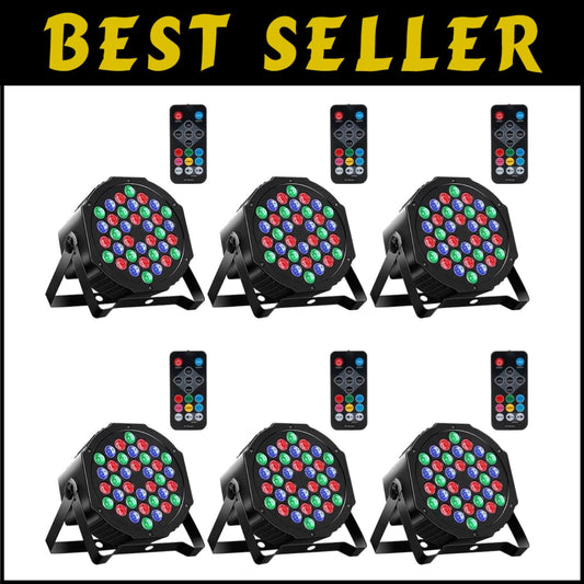 Versatile 6 Pack RGB Stage Lights - Remote Control, Hexagonal Design, 7 Modes