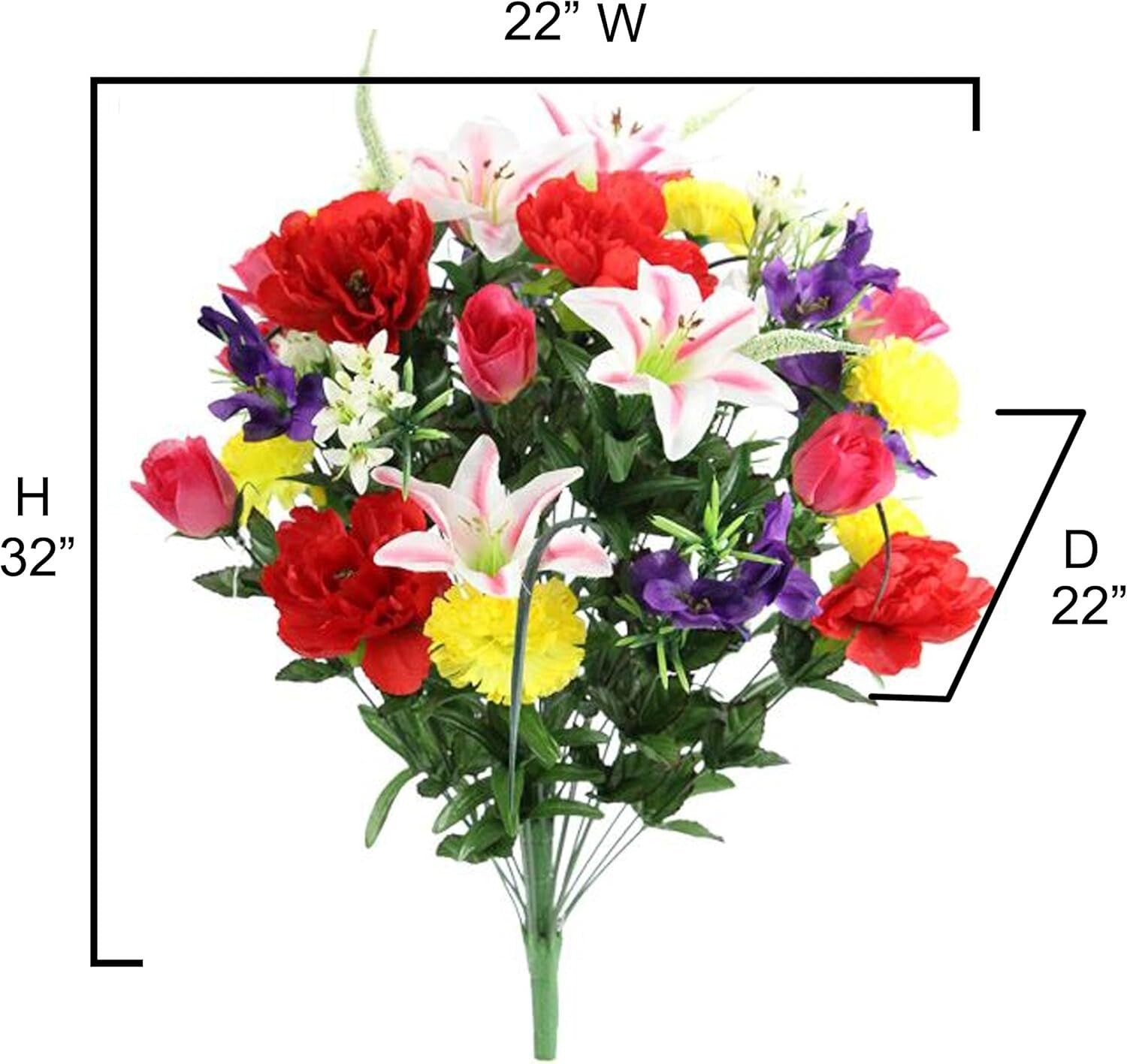 40-Stem Artificial Mixed Flower Arrangement - Vibrant Roses, Lilies & Peonies