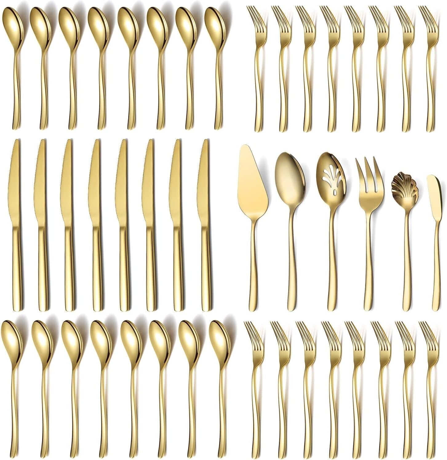 Elegant 46-Piece Gold Dining Set - High-Quality Stainless Steel & Ideal Gift