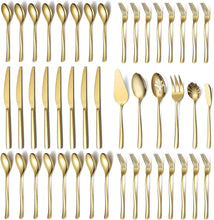 Load image into Gallery viewer, Elegant 46-Piece Gold Dining Set - High-Quality Stainless Steel &amp; Ideal Gift