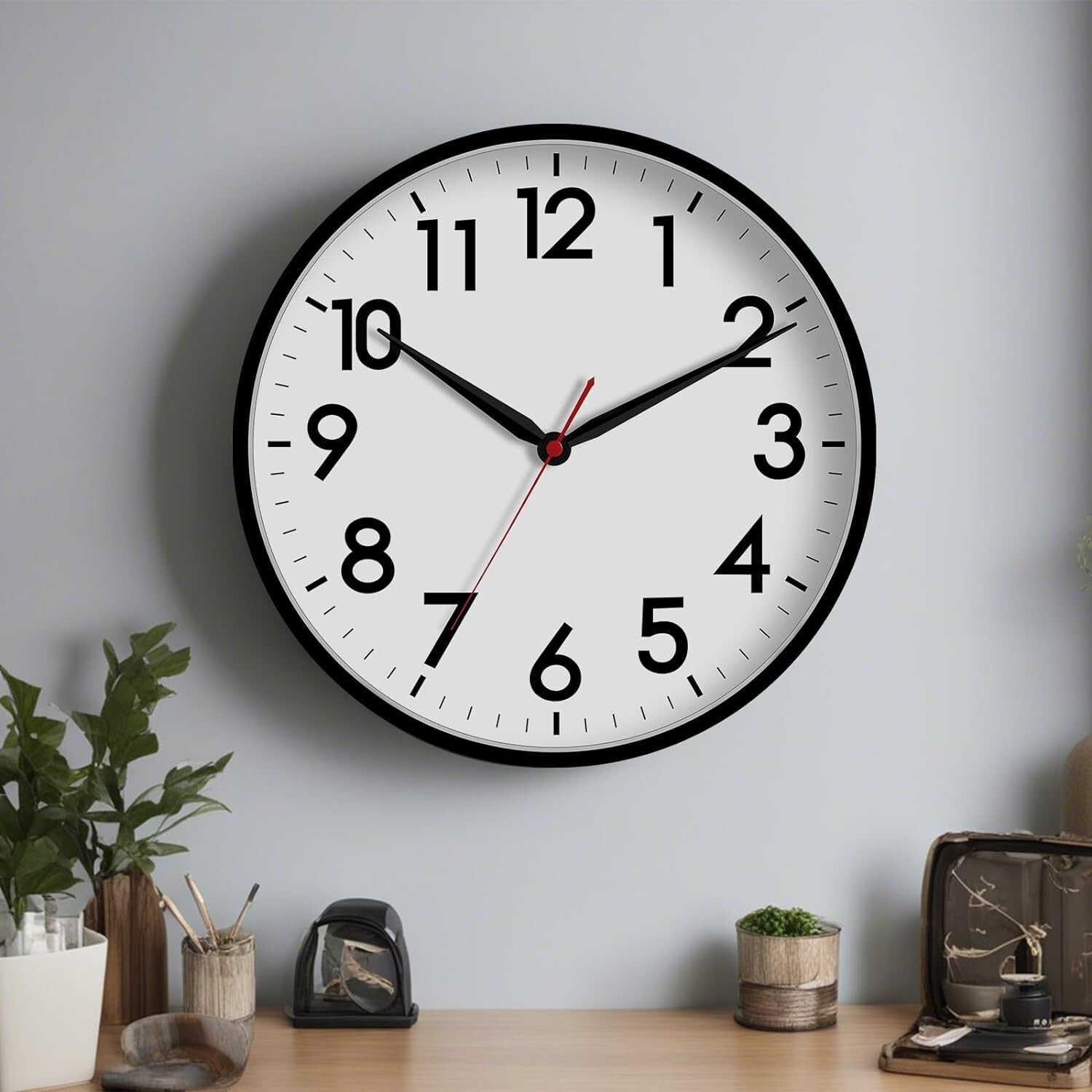 Modern 16" Wall Clock with Silent Sweep Movement - Ideal for Indoor/Outdoor Use