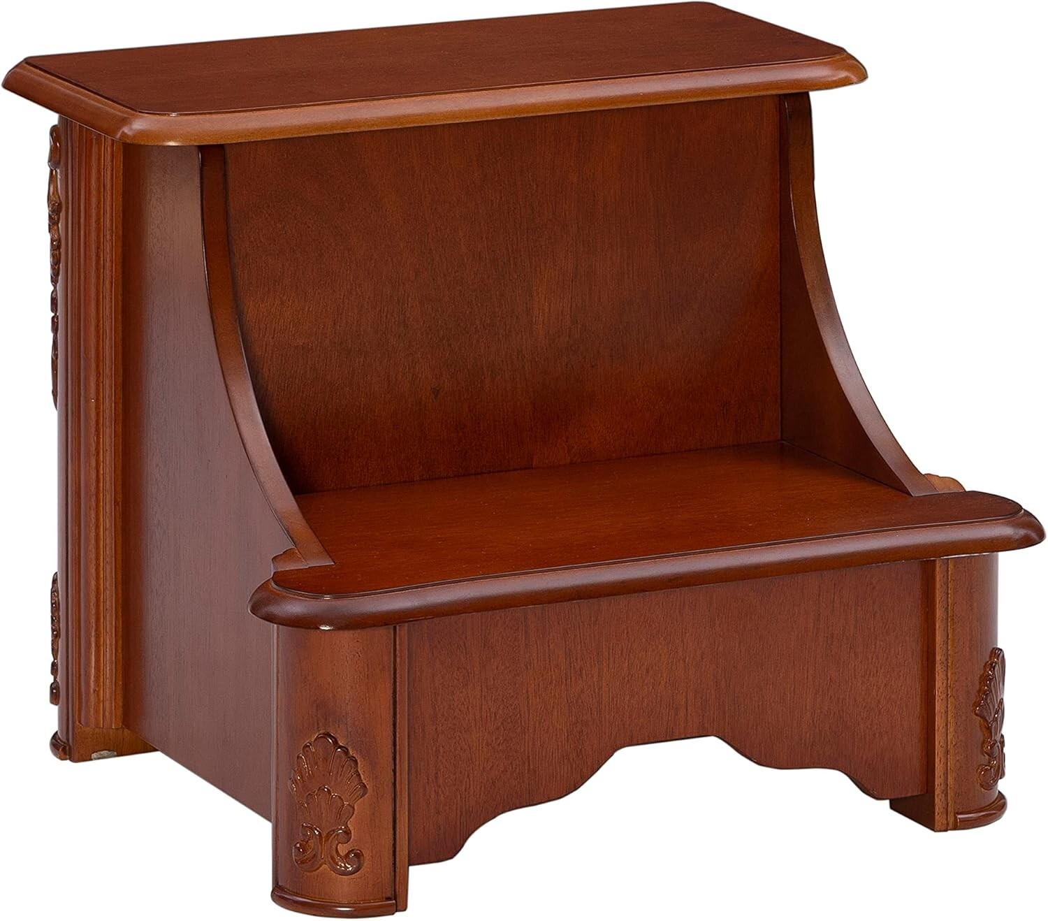 Compact Woodbury Mahogany Step Stool with Hidden Storage - Bedroom Elegance