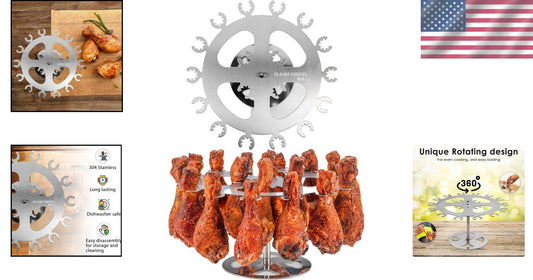 Durable 304 Stainless Steel Chicken Rack - Holds 18 Drumsticks, Wings & More