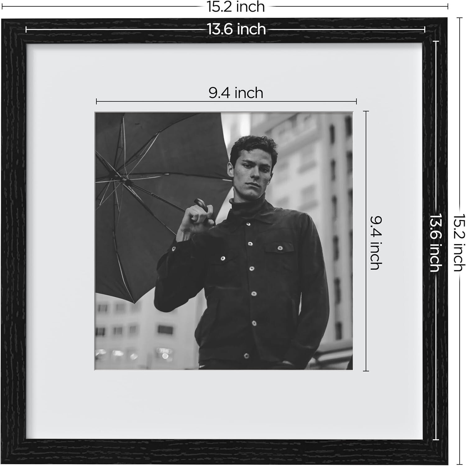 Elegant Black Picture Frame Set for 14x14 and 10x10 Photos - Collage Decor