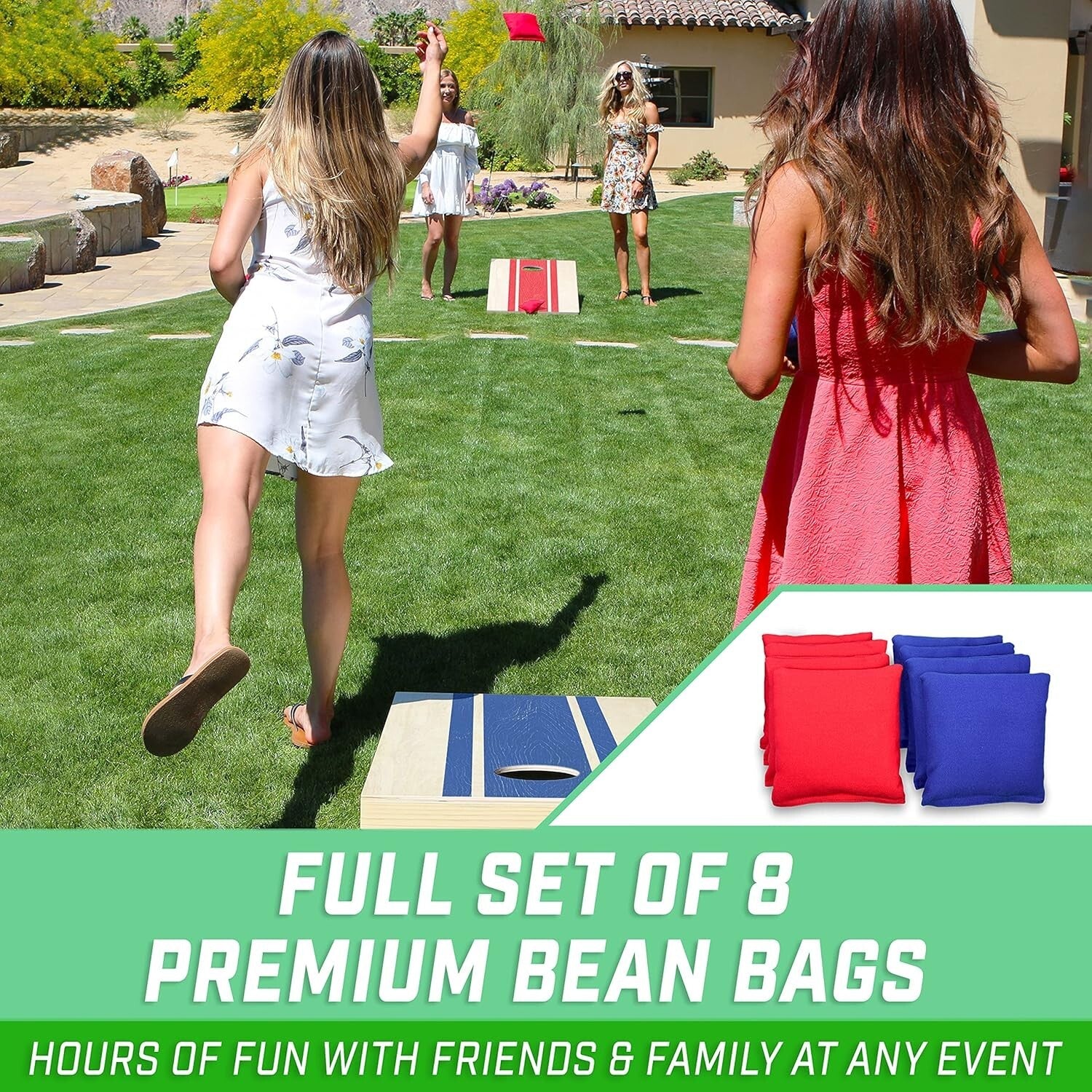 Complete Cornhole Game Set – 4'x2' Boards, 8 Bean Bags, Lightweight Carry Case