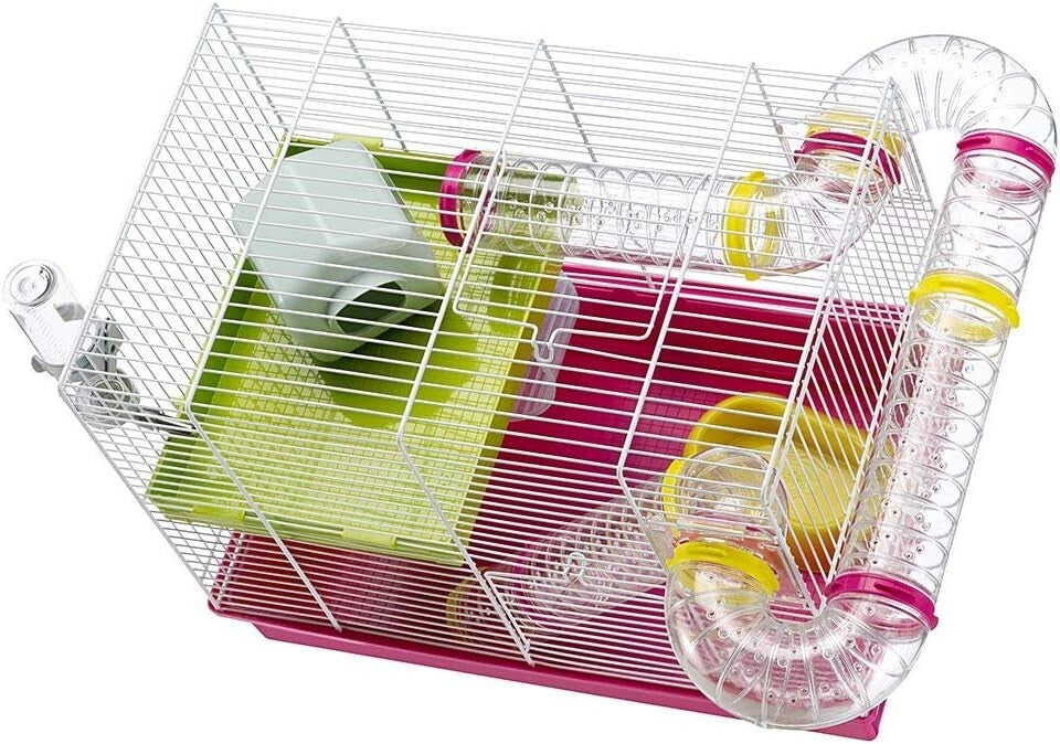 Space-Saving Laura Hamster Cage | Complete with Accessories for Small Breeds