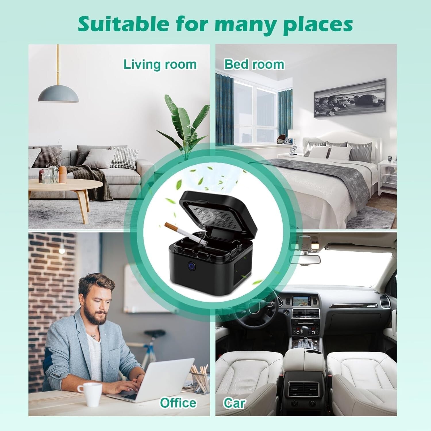 Elegant Smokeless Ashtray & Air Purifier with USB Recharge - Quiet & Effective
