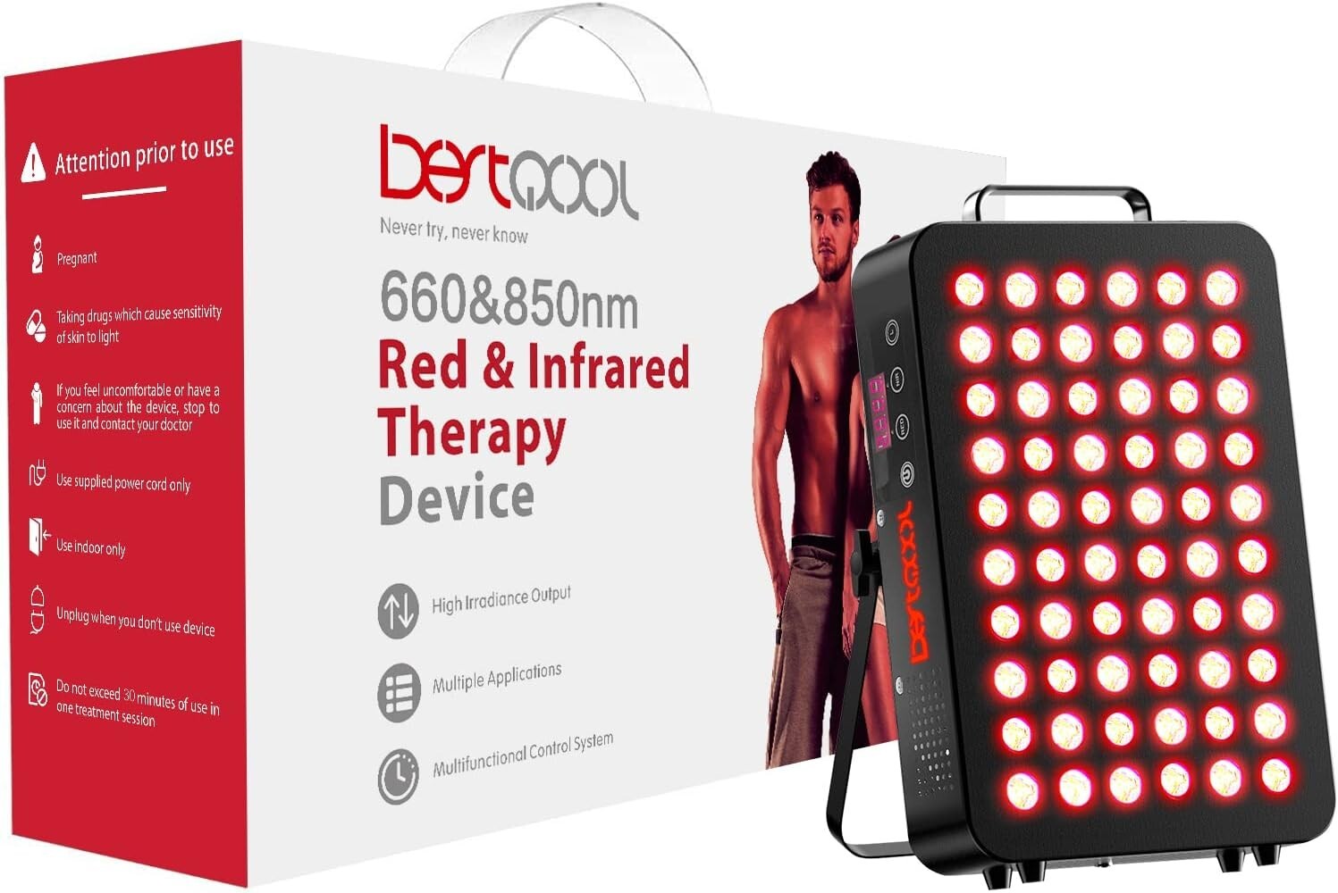 Enhanced Red Light Therapy Device - 105W LED with Cooling Fan & Eye Protection