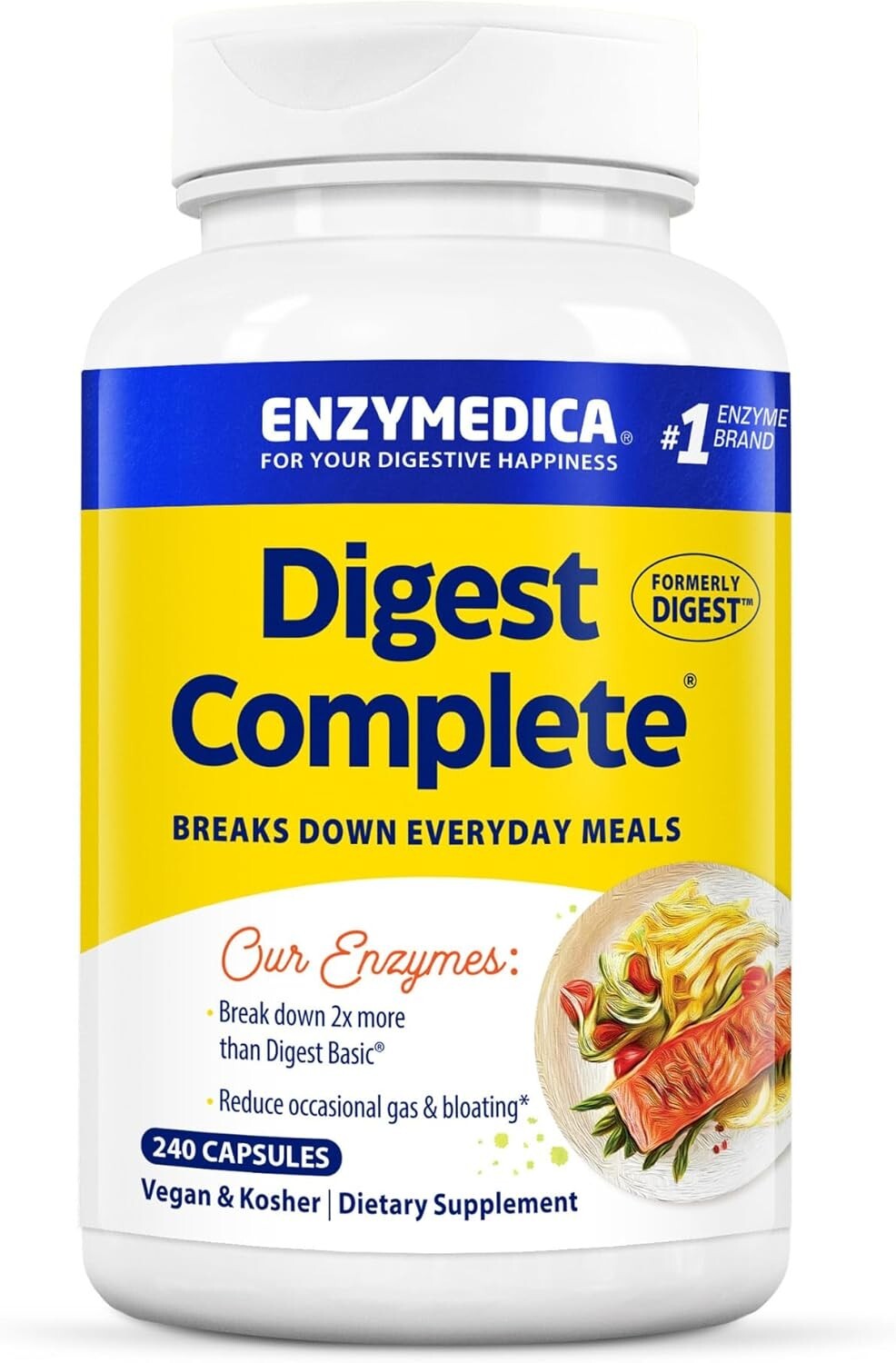 Gentle Digestive Enzymes: 240 Natural Capsules for Bloating Relief and Comfort