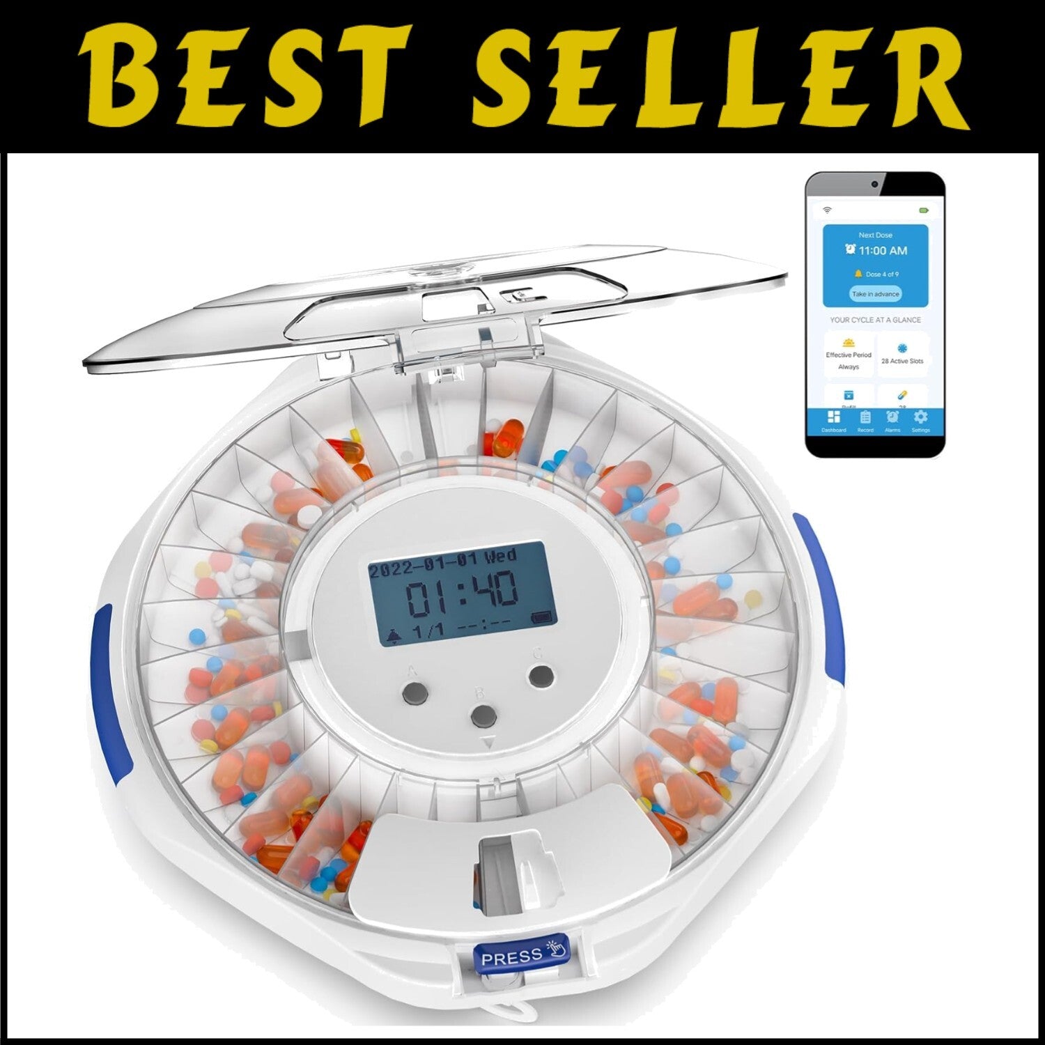 Secure Automatic Pill Dispenser with WiFi App - Peace of Mind for Caregivers