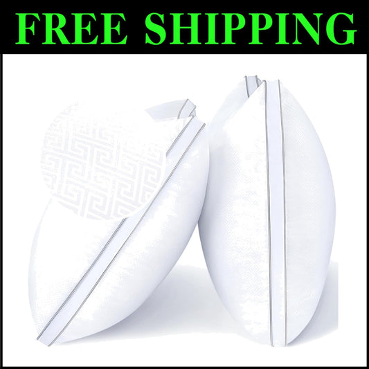 Breathable Down Alternative Gusset Pillows Set of 2 - Machine Washable and Firm