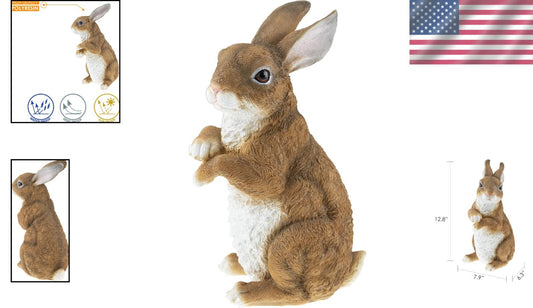 Charming Hand-Painted Rabbit Garden Statue - Durable Resin Outdoor Décor